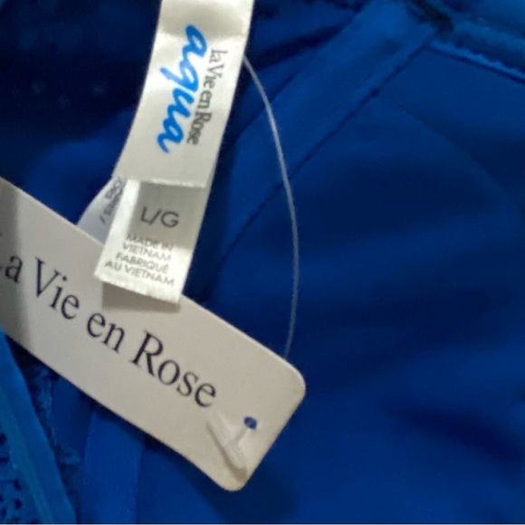 120. LA VIE EN ROSE Aqua Bikini Top - Blue - Size Large - Picture 3 of 3